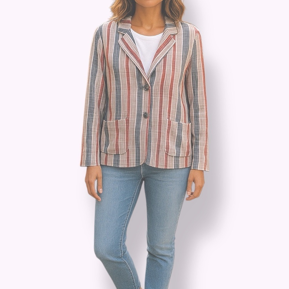 XiRENA | Jasper Multicolor Striped Cotton Lightweight Casual Blazer Jacket Small